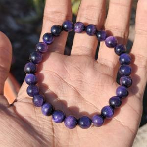 Bracelet en argent 925 avec lapis-lazuli de couleur naturelle, réglable, luxueux, perles lisses, fait à la main, cadeau pour femmes et enfants - Product Image 1