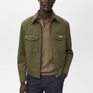 Custom Size Men's <b>Canvas</b> Stand Collar Front Logo Windproof Breathable Quick Dry Polyester/Cotton Fabric <b>Jackets</b> - Product Image 1
