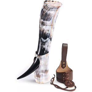 Real Horn Handmade Viking Medieval <b>Large</b> Engraved Drinking Horn Shiny Polished Suitable for <b>Gifting</b> - Product Image 1