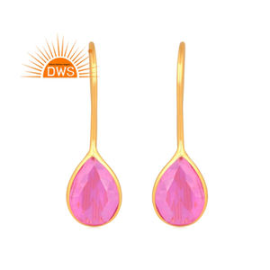 Dernières tendances boucles d'oreilles en argent sterling plaqué or 18 carats doublet Kunzite Quartz Gemstone Dangle Earring Demi Fine Jewelry Manufacturer - Product Image 1