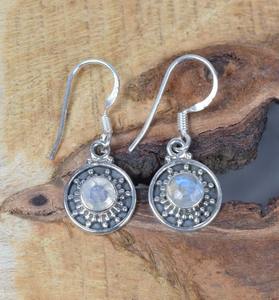 Cadeau pour les amoureux Pierre de lune de feu bleu Bijoux tendance Boucles d'oreilles pour femmes en argent sterling massif 925 parfait - Product Image 4