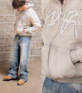 Sudadera con capucha de peso pesado Vintage de gran tamaño con estampado gráfico Streetwear estilo bordado técnica temporada de otoño de talla grande algodón pesado - Product Image 3