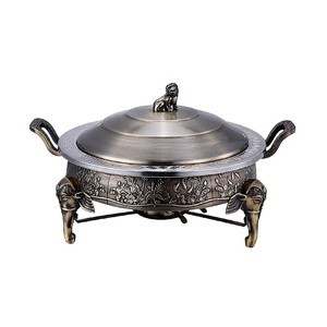 Pot de service en métal Serveur de nourriture en métal en vert Design personnalisé avec bols Vente en gros Casserole Réchauffeur de nourriture en gros - Product Image 5