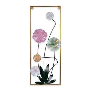 Chic Modern Floral Metal <b>Wall</b> Art <b>Framed</b> Iron and Aluminium Home <b>Wall</b> Decor for Living Room and Office Elegant Floral <b>Design</b> - Product Image 2