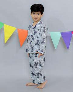 Conjunto de pijama de manga larga de dos piezas de algodón 100% para niños, camisón para niños, ropa de dormir para niños, vestido - Product Image 3