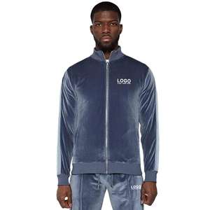 Ensemble de survêtement deux pièces en velours décontracté pour homme, avec logo personnalisé, décoration en strass, vente en gros 2026 - Product Image 2