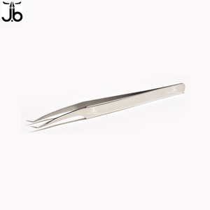 Pinzas para pestañas de acero inoxidable de calidad profesional, Punta pulida antiestática, diseño inclinado para extensión de pestañas, venta al por mayor - Product Image 5