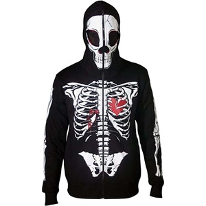 Sudadera con capucha para hombre, con estampado de calavera y esqueleto de cara completa, Logo personalizado, disfraz de Halloween, OEM tendencias Boss - Product Image 1