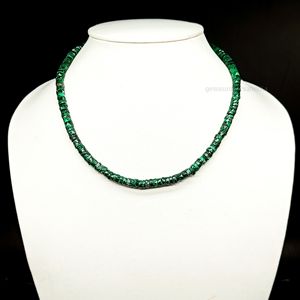 Collar de cuentas de piedras preciosas facetadas de piedra de malaquita natural para mujer, gargantilla de cuentas de neumático Heishi de 6mm, joyería de moda a granel - Product Image 2