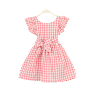 CONTIKIDS SD323 DianaDRESS Vestido de verano de una pieza para niñas con patrón a cuadros y decoración con volantes hasta la rodilla para niños - Product Image 1