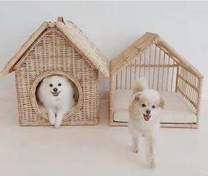 Lit pour animaux de compagnie en forme de maison en rotin - Product Image 2