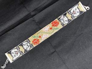 Bracelet manchette brodé de perles de rocaille fait à la main nouveau design d'Inde fabriqué à la main pour les femmes et les filles perles de pierre - Product Image 4