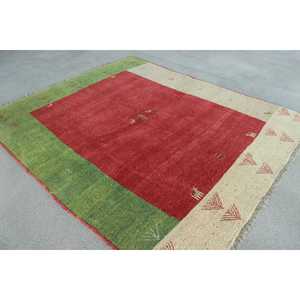 Tapis turc vintage, grand tapis de 6,7x7,9 pieds (204x240 cm), tapis en laine persan rouge - Product Image 4