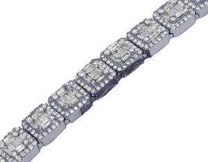 Baguette And Round Moissanite Diamond Bracelet In 925 Sterling <b>Silver</b> Iced Out Jewelry Hip Hop Custom Bracelet For <b>Men</b> - Product Image 2