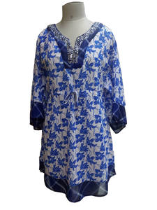 Longs caftans en crêpe français pour dames, tissés lavables avec tour de taille naturel - Product Image 3