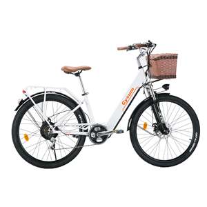 CYSUM Vélo électrique Step-through à pneus 26 pouces pour femmes, avec batterie au lithium 10Ah, vitesse maximale 25 km/h, vélo électrique de ville à pédales certifié EN - Product Image 2
