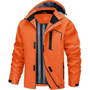 Chaquetas de lluvia con cremallera completa para hombres Logotipo personalizado Ropa de invierno al aire libre Personalizar chaqueta cortavientos con capucha de retazos. - Product Image 1