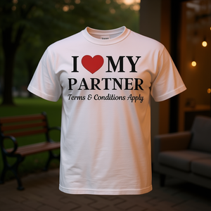 Camiseta Promocional con el Eslogan 'I Love My Partner' y Términos y Condiciones Aplicables - Product Image 1
