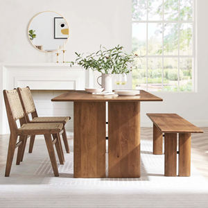 Natural Elegance Endless Design Solid Hot Mango <b>Wooden</b> Curved Edges <b>Top</b> & Legs Very Comfortable Kitchen Restaurant Dining <b>Table</b> - Product Image 2
