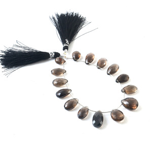 Perles de quartz fumé naturel en forme de goutte d'eau, facettes, de 7x10mm à 12x20mm, brin de 8 pouces, pour la fabrication de bijoux, vente en gros - Product Image 1