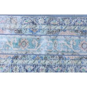 Alfombra Turca, Alfombra Vintage de 2.3x6.4 pies, Alfombra de Lana Azul - Product Image 5