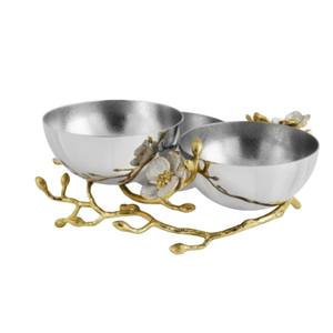 Juego de Tazones Decorativos Ecológicos de Latón de Alta Calidad con Diseño de Orquídeas y Tazón de Servir de Acero Inoxidable para Hotel - Product Image 1