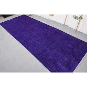 พรมตุรกีโบราณ ขนาด 4.3x10.9 ฟุต (130x331 ซม.) พรมขนสัตว์สีม่วง - Product Image 4
