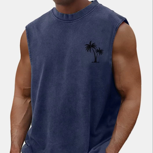 Camiseta sin Mangas Casual de Color Azul Marino de Alta Calidad, Lavado Ácido, Diseño Personalizado, Transpirable, Talla Grande, para Hombre, para Gimnasio, de Bearfit - Product Image 1
