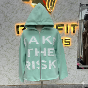 เสื้อฮู้ดดี้สไตล์สตรีทแวร์ผ้าฟลีซสำหรับผู้ชาย ล้างสีแบบ Acid Wash ตัดเย็บอย่างสมบูรณ์แบบ รุ่นสปอร์ต ซิปแบบ Distressed ประดับคริสตัล - Product Image 4