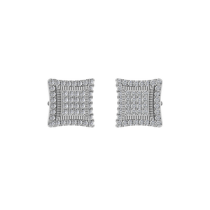 Boucles d'oreilles élégantes en diamant Moissanite 950 en platine Conception de grappe carrée de luxe pour cadeau de fête OEM disponible - Product Image 3