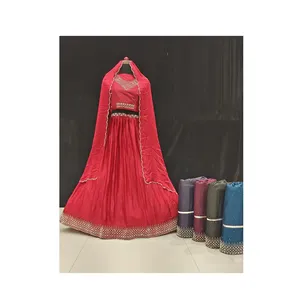 Ensemble Lehenga Choli indien et pakistanais en satin Georgette de meilleure qualité avec pierre de cristal pour réception de mariage et fiançailles - Product Image 1