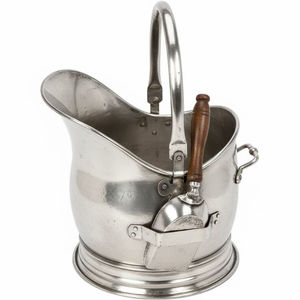 Seau à charbon en fer métallique finition blanc, ensemble de cheminée artisanal de haute qualité et accessoires, seau à charbon avec poignée - Product Image 4