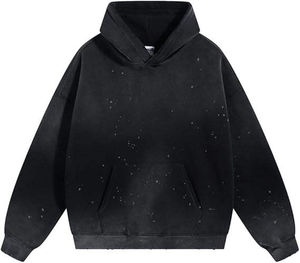 Chándal Unisex Grueso Personalizado con Logotipo OEM al por Mayor, Chándal de Invierno de Felpa Francesa de Algodón Lavado al Ácido con Efecto Desgastado por el Sol y Pedrería - Product Image 2