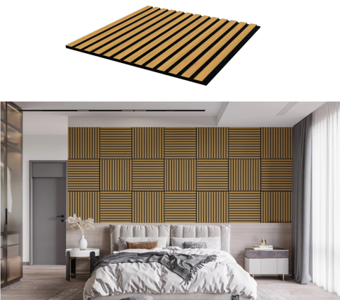 100% Polyester Fiber Acoustic Wall Panels Competitive Price Soundproof Hotel Apartment Rubber Wood Style for Living Room Bedroom