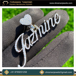 14K แผ่นป้ายเพชรธรรมชาติสีทองทึบสร้อยคอจี้หัวใจคริสตัลเย็นแบบกำหนดเองเครื่องประดับที่ดีและของขวัญที่มีเสน่ห์สำหรับผู้หญิง - Product Image 3