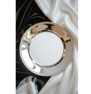 Plato de Servicio Decorativo al por Mayor, con Borde de Cuentas Metálicas Electrochapadas en Oro Rosa, de Acero Inoxidable, para Bodas y Cenas - Product Image 5