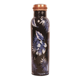 Bouteille d'eau en cuivre vintage bouteille d'eau en métal design doublé en bois meilleurs accessoires de boisson bouteille en cuivre (38 oz) à bas prix - Product Image 5