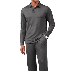 ชุดวอร์ม2ชิ้นสำหรับผู้ชายชุดวอร์มลำลองชุดเสื้อสเวตเตอร์แบบโปโลและกางเกงวอร์มชุดจ็อกเกอร์ - Product Image 5