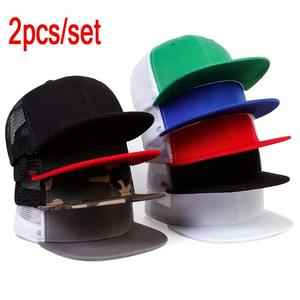 Mode casquette de Baseball blanc maille Camouflage couleur unie Hip Hop chapeau Sports de plein air visière Snapback chapeaux casquettes de camionneur - Product Image 1