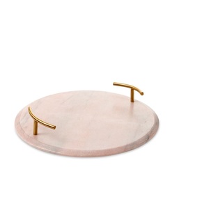 Bandejas de servicio de mármol de lujo respetuosas con el medio ambiente con diseño clásico y mango de latón pulido brillante para fines decorativos - Product Image 1