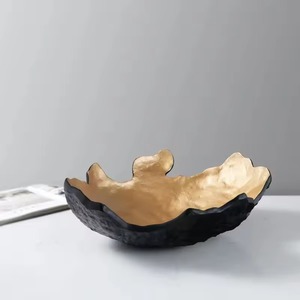 Artistic Shape Golden And Black Metal Decorative Bowl Elegant Designer Accent Ideal For Home Decor <b>Tabletop</b> <b>Display</b> And Styling - Product Image 3