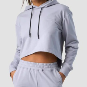 Fashionable Women's Cropped Hoodie <b>Top</b> With Convenient Pockets Stylish Sweatshirt <b>for</b> On-the-Go Comfort - Product Image 5
