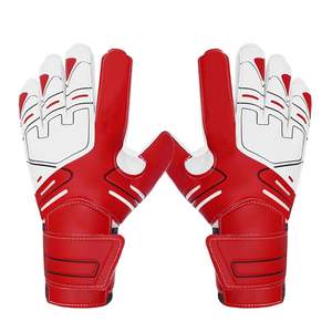 Gants de football en cuir rouge ambidextre pour hommes avec fermeture à crochet et boucle Équipement de gardien de but de football pour jeunes pour l'extérieur - Product Image 1