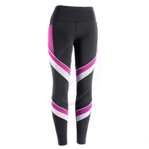 Pantalones deportivos negros de cintura alta para mujer con detalle de malla Rosa Medias elásticas para gimnasio Pantalones de yoga con patrón sólido Proveedor - Product Image 1