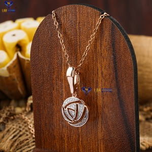 Colgante de diamante de corte brillante redondo TDW 0,12 con cadena de oro rosa certificado/no certificado Diamante Cvd Joyería de diamantes - Product Image 2