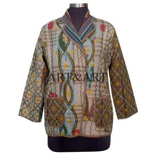 Veste d'été pour femme en broderie artisanale de qualité supérieure, design simple et uni, manteau régulier, multicolores, décontracté, en coton - Product Image 1