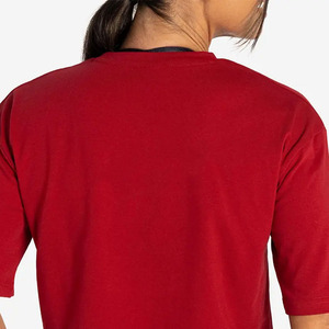 เสื้อยืดเอวลอยสีแดงเข้มสำหรับผู้หญิงเสื้อยืดฟิตเนสใส่เล่นโยคะฟิตเนสสุดไหล่และแขนสั้นนุ่มยืดหยุ่นมีสไตล์ - Product Image 4