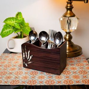 Porte-couverts en bois élégant et pratique avec un élégant organisateur de mouchoirs pour la maison, l'hôtel et la restauration - Product Image 1