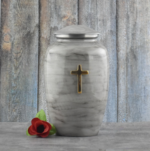 Royal Class Adult Cremation Urns for Human Ashes 10 Inches 220 Cubic Inches Capacity with Brass Inlay Jesus Cross <b>Funeral</b> <b>Supply</b> - Product Image 1