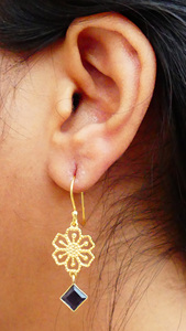 Wedding Wear 925 Sterling Silver Gold Plated Vermeil Iolite Gemstone Women Wear Hanging Earring Set - Product Image 6